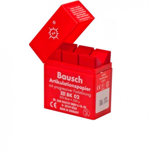 Артикуляционная бумага Bausch BK 02 - копирка бауш прямая 200 мкрн, 300л, красная