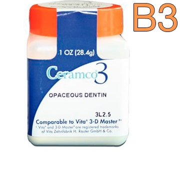 Ceramco 3 Opaceous Dentine цвет B3, 1 унция 28.4г (Опак-дентин)