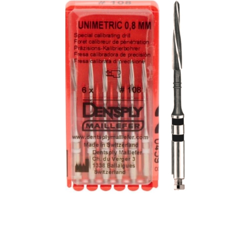 Unimetric калибровочный дриль №310 (6шт.) 2 полосы, черный, Maillefer