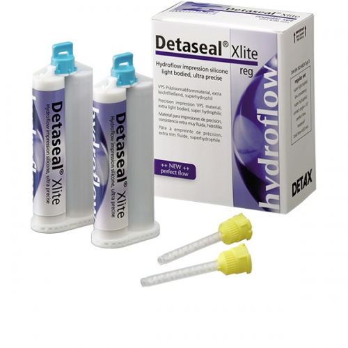 Detaseal hydroflow xlite Regular А-Силик. оттискной мат-л, корр.слой,(2х50мл+12насадок), Detax (Герм