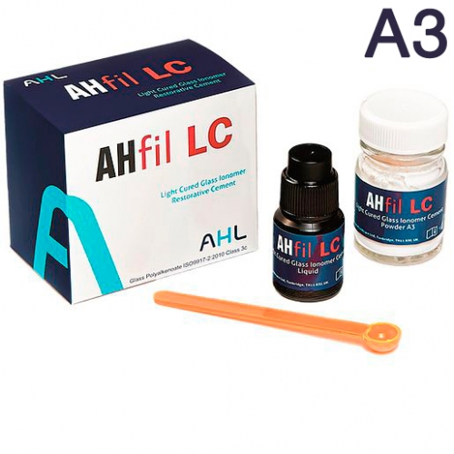 AHfil LC цв.А3 - Цемент светоотверждаемый стеклоиномерный для реставраций (15г пор., 6мл жид.)