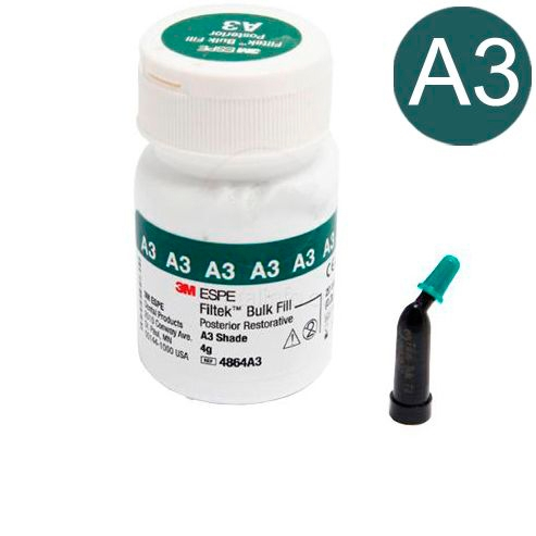Filtek Bulk Fill Posterior, цвет A3, материал для реставрации боковых зубов, 4864A3, (20 капсул по 0