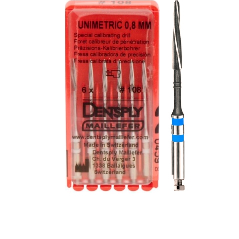 Unimetric калибровочный дриль №110 (6шт.) 2 полосы, синий, Maillefer