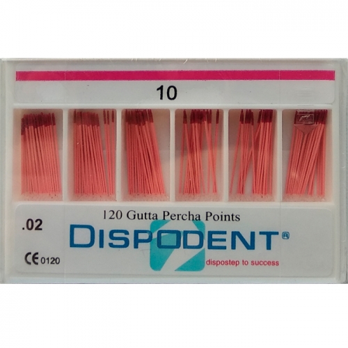 Штифты гуттаперчевые 02 №10 (120шт), Dispodent