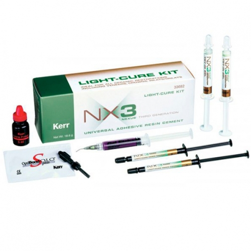 NX3 Light-Cure Kit Набор: 2шпр.х1,8 г; гель проб. 2шпр.х3 г; OptiBond Solo Plus в унидозах 10 шт; пр