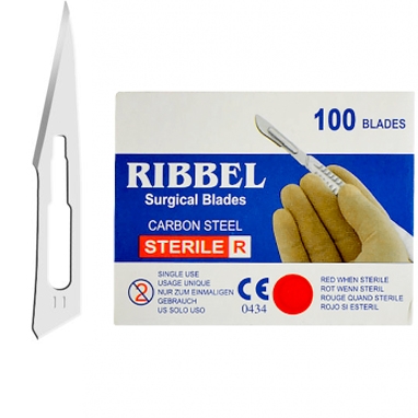 Лезвия для скальпеля № 11 (100 шт), Ribbel (Индия)
