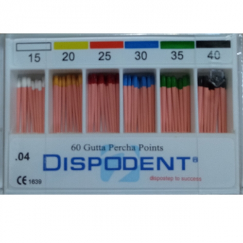 Штифты гуттаперчевые конусные .04 №15-40 (60шт), Dispodent