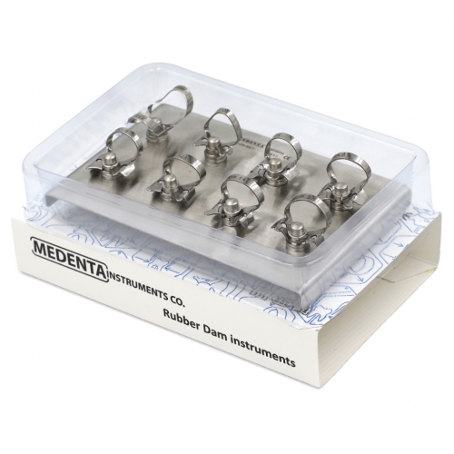Раббердам - набор 8 крепелий на подставке, Medenta Instruments Co