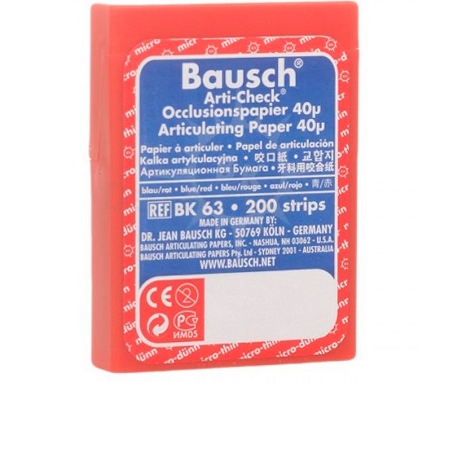 Артикуляционная бумага BK 63 (копирка бауш прямая) 40 мкм, 200 листов, Bausch