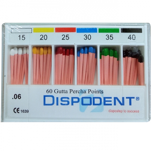 Штифты гуттаперчевые конусные .06 №15-40 (60шт), Dispodent