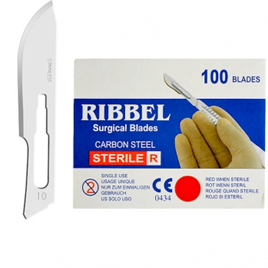 Лезвия для скальпеля № 10 (100 шт), Ribbel (Индия)